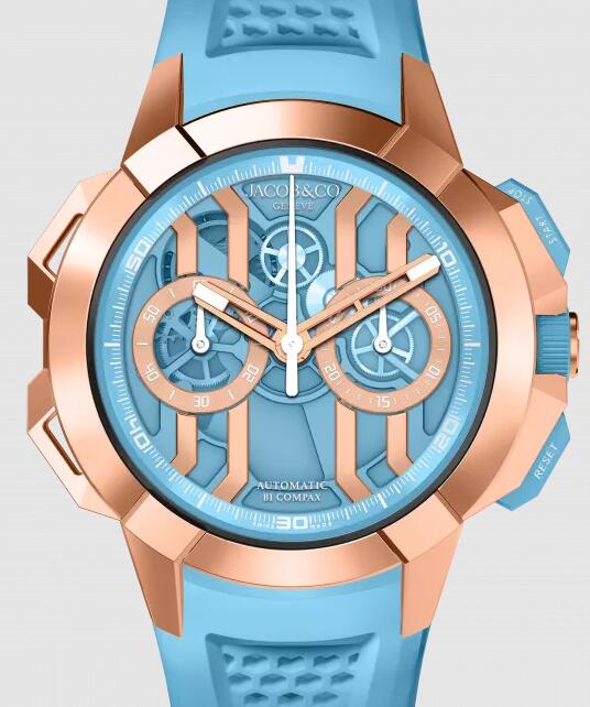 Jacob & Co. EPIC X CHRONO 44MM ROSE GOLD (LIGHT BLUE) Watch Replica EC430.43.AE.AA.ABRUA Jacob and Co Watch Price